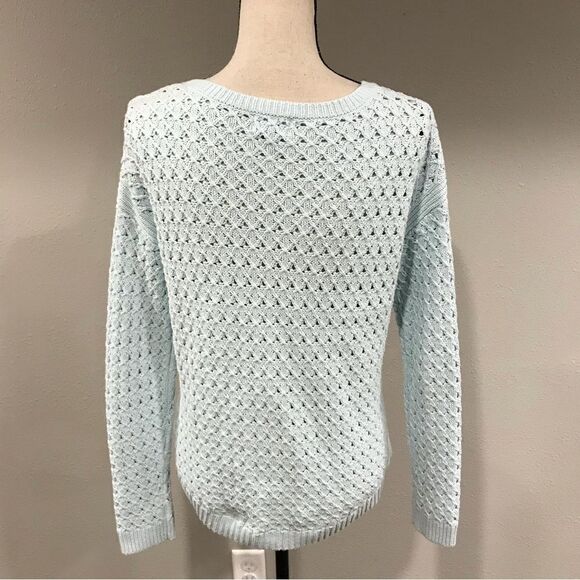 Pale pastel blue open knit sweater - Picture 6 of 11